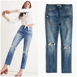 💋Madewell Medium Wash Distressed Cropped Jeans size 26
